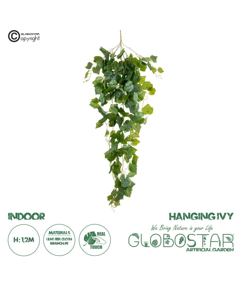 GloboStar® Artificial Garden IVY HANGING BRANCH 20248 Τεχνητό Διακοσμητικό Κρεμαστό Φυτό Κισσός Υ120cm